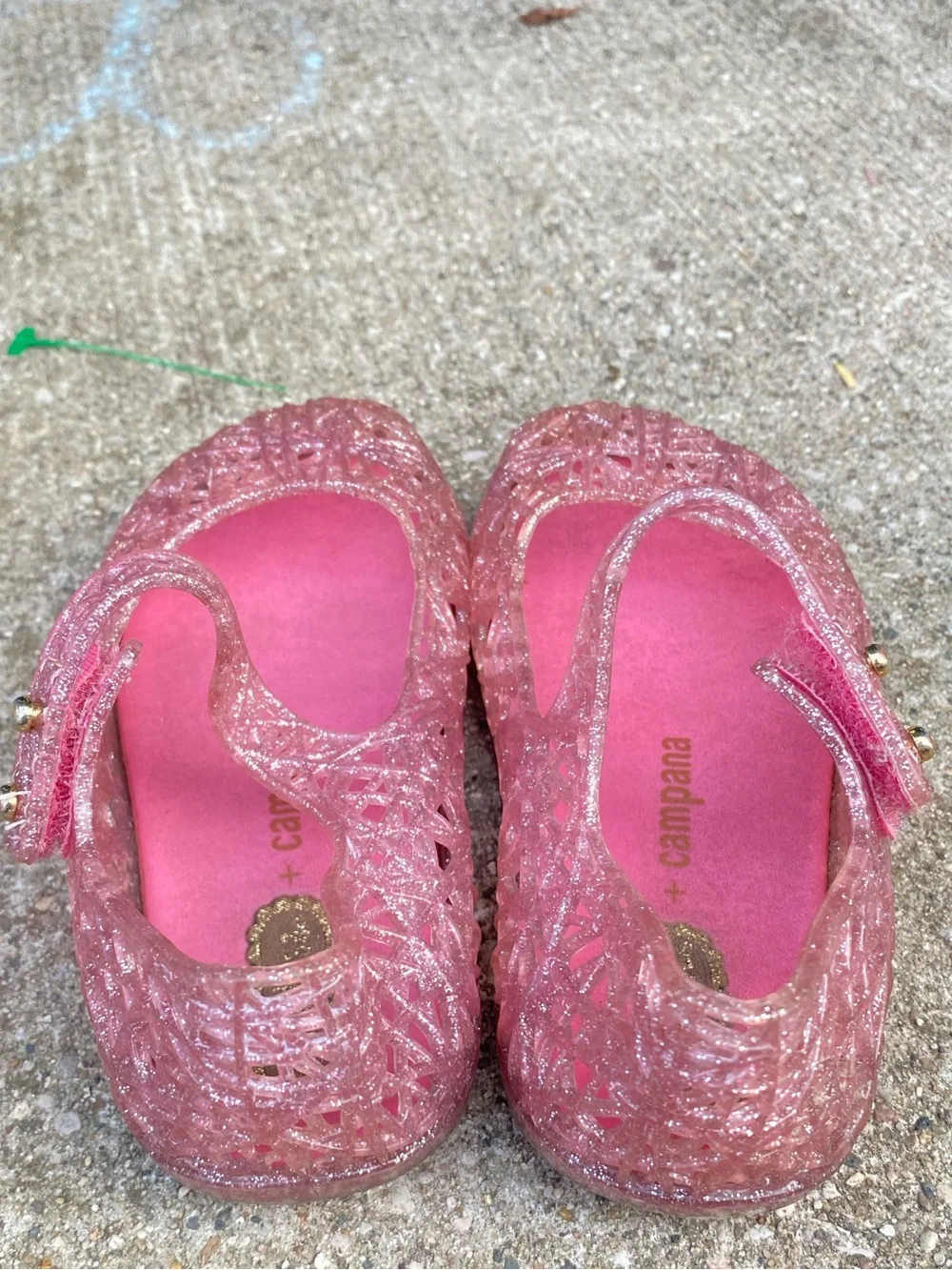Mini Melissa pink Campana Bell zigzag glitter jelly Mary Jane flats size 7